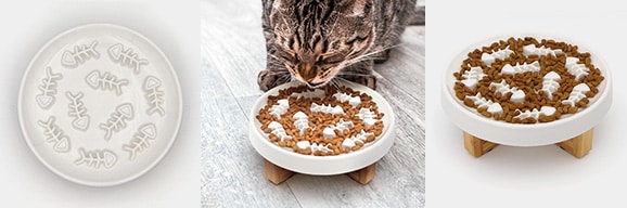 Gamelle anti glouton chat surélevée en céramique